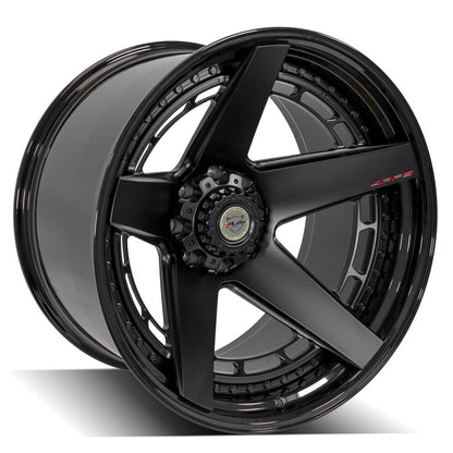 24x14 4PLAY 4PF5 Matte Black Center w/ Gloss Black Barrel Wheel 8x170 (-76mm)