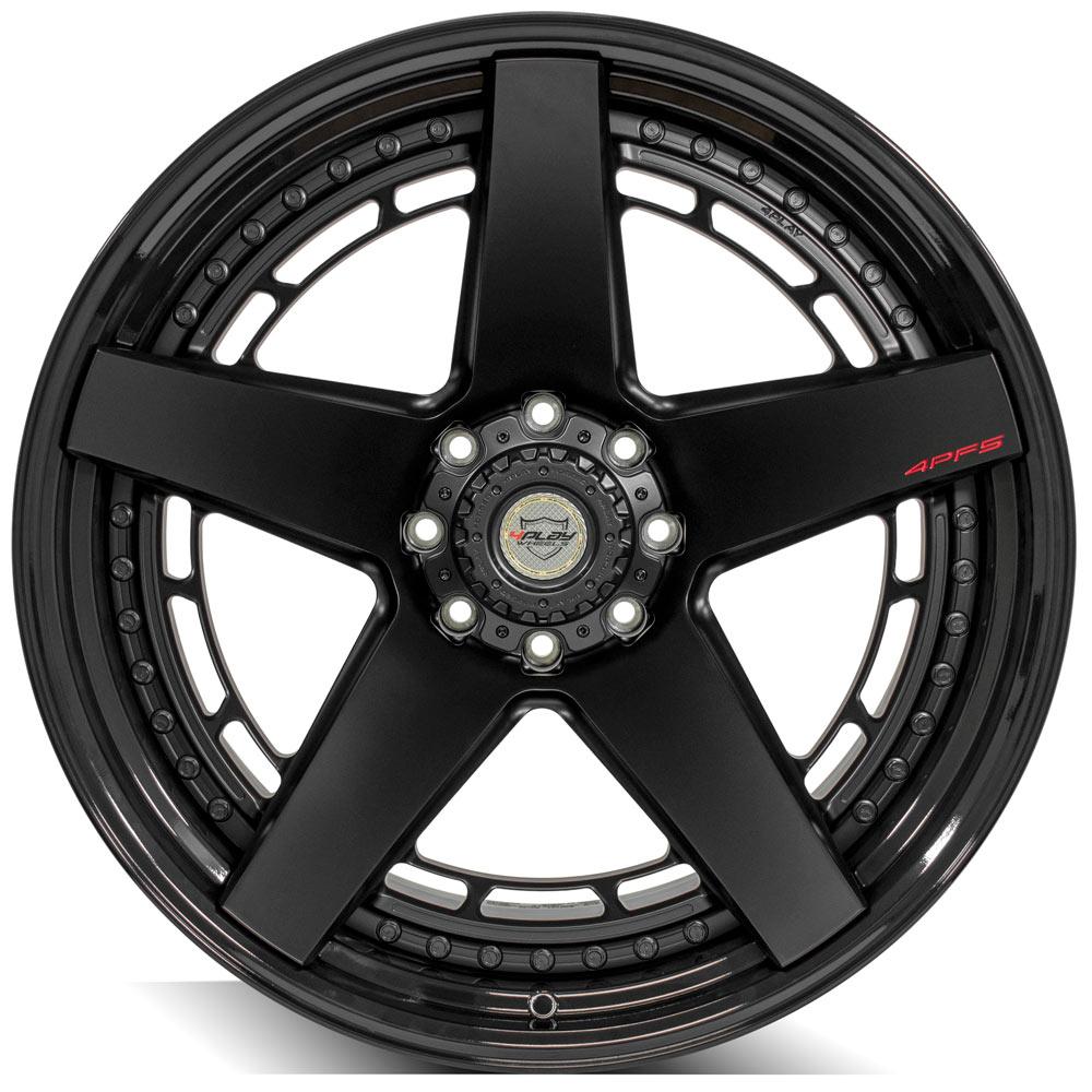 24x14 4PLAY 4PF5 Matte Black Center w/ Gloss Black Barrel Wheel 8x180 (-76mm)