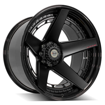 24x14 4PLAY 4PF5 Matte Black Center w/ Gloss Black Barrel Wheel 8x180 (-76mm)