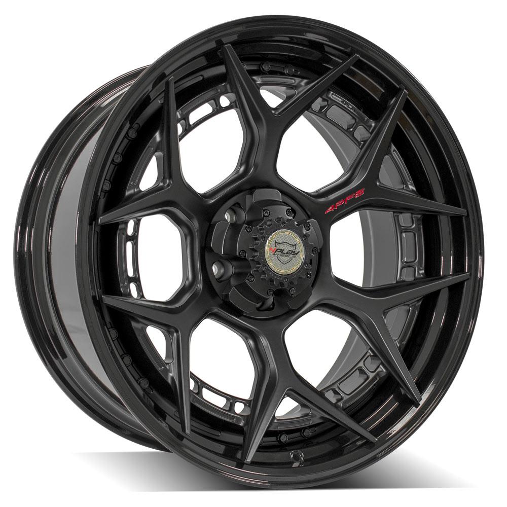 22x10 4PLAY 4PF6 Matte Black Center Gloss Black Barrel Wheel 5x5/5x5.5 (-18mm)