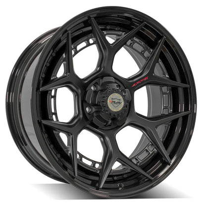 22x10 4PLAY 4PF6 Matte Black Center Gloss Black Barrel Wheel 5x5/5x5.5 (-18mm)