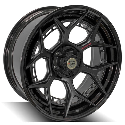 22x10 4PLAY 4PF6 Matte Black Center Gloss Black Barrel Wheel 5x5/5x5.5 (-18mm)