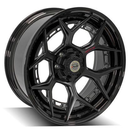 22x10 4PLAY 4PF6 Matte Black Center Gloss Black Barrel Wheel 6x135/6x5.5 (-18mm)