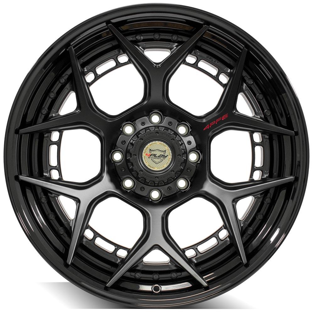 22x10 4PLAY 4PF6 Matte Black Center w/ Gloss Black Barrel Wheel 8x170 (-18mm)