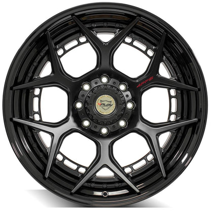22x10 4PLAY 4PF6 Matte Black Center w/ Gloss Black Barrel Wheel 8x170 (-18mm)