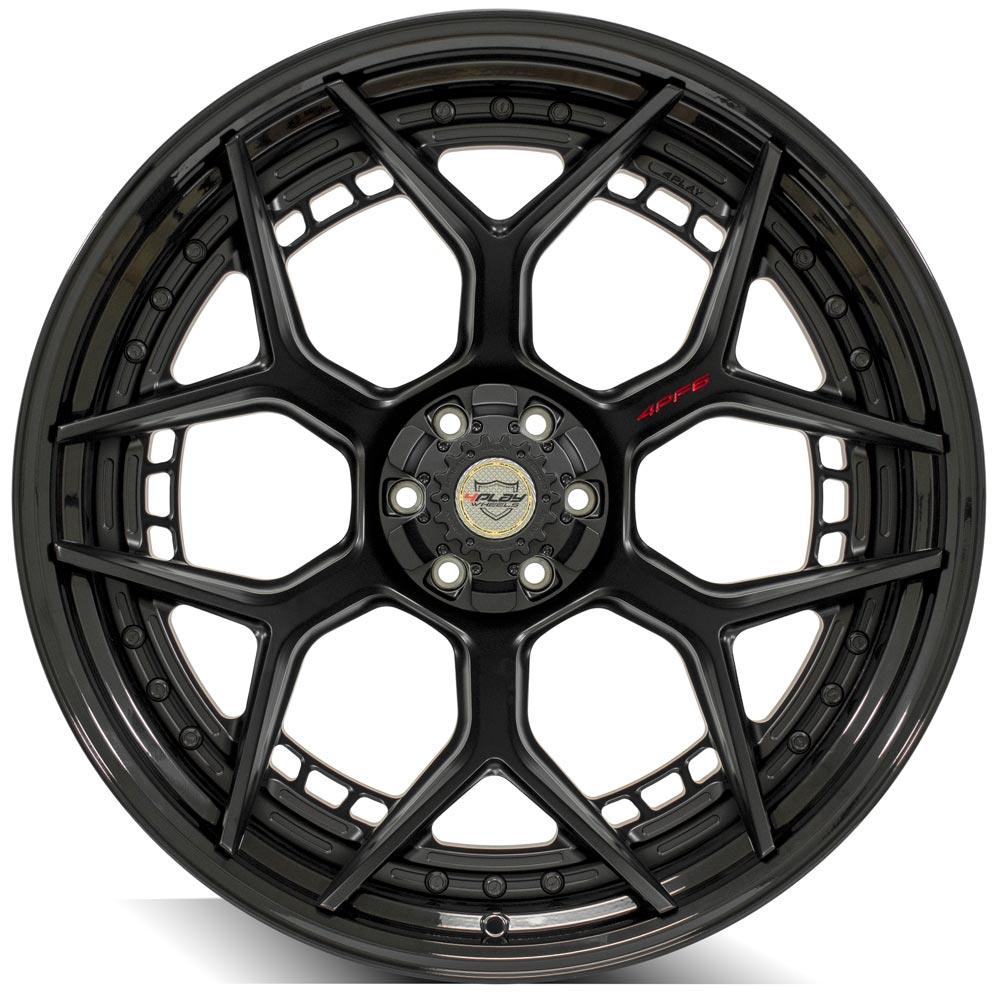 24x14 4PLAY 4PF6 Matte Black Center Gloss Black Barrel Wheel 6x135/6x5.5 (-76mm)