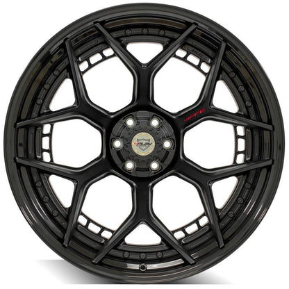 24x14 4PLAY 4PF6 Matte Black Center Gloss Black Barrel Wheel 6x135/6x5.5 (-76mm)