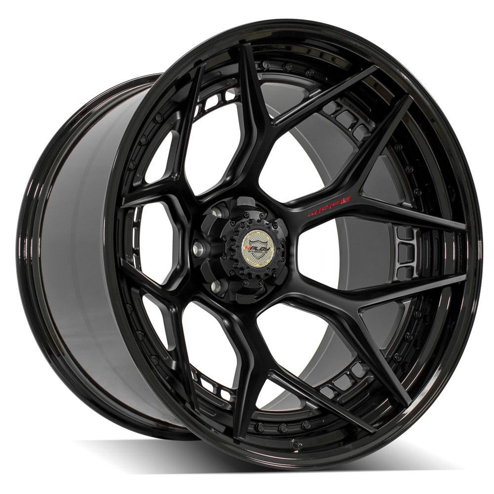 24x14 4PLAY 4PF6 Matte Black Center Gloss Black Barrel Wheel 6x135/6x5.5 (-76mm)