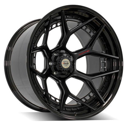 24x14 4PLAY 4PF6 Matte Black Center Gloss Black Barrel Wheel 6x135/6x5.5 (-76mm)