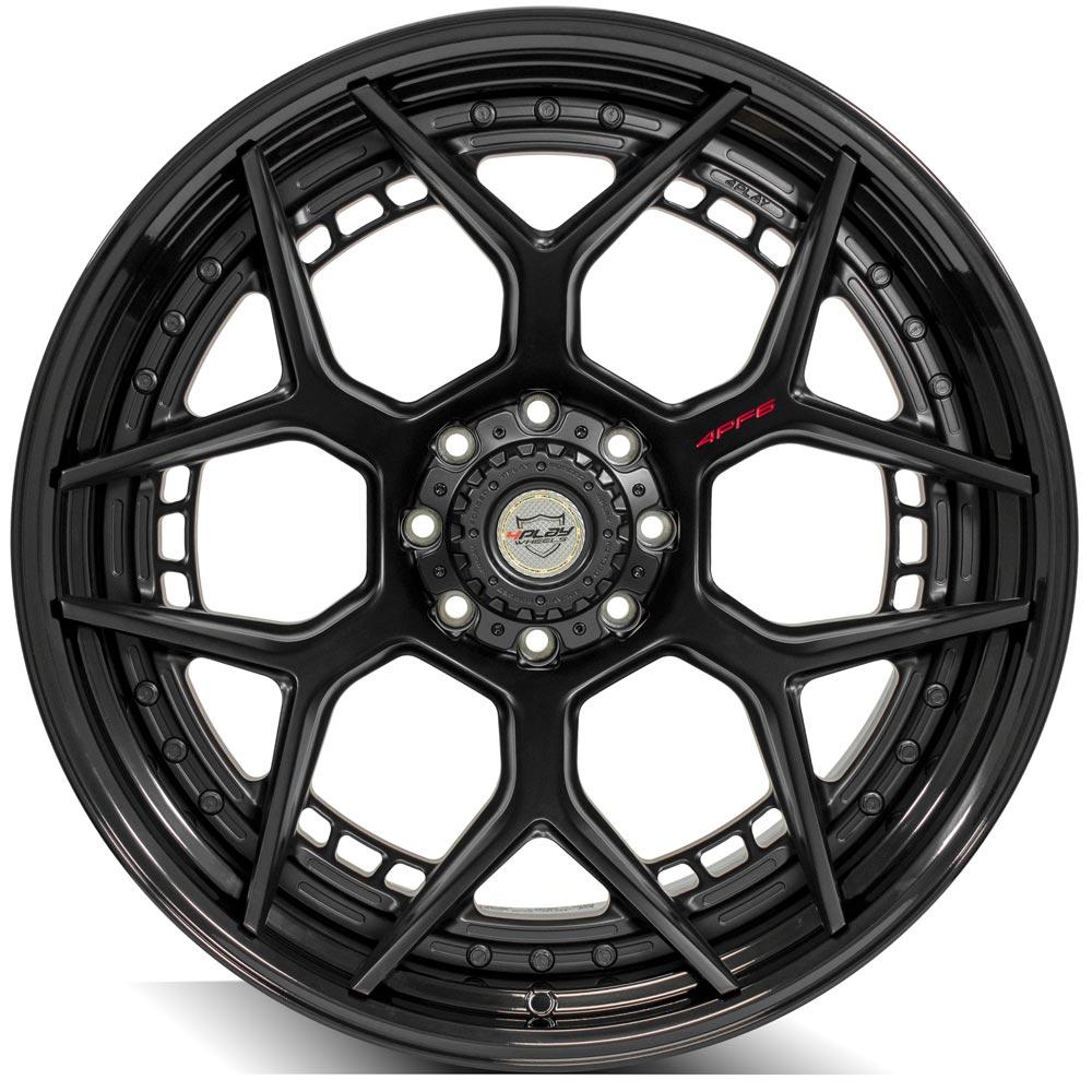24x14 4PLAY 4PF6 Matte Black Center w/ Gloss Black Barrel Wheel 8x170 (-76mm)