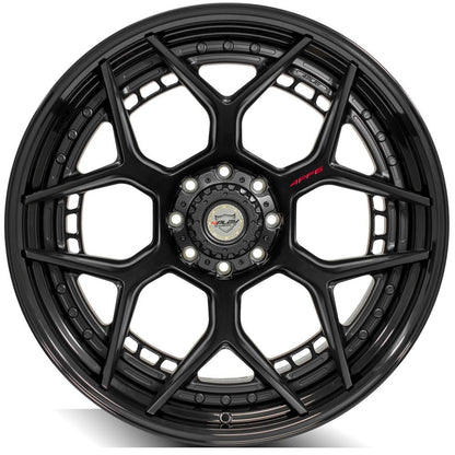 24x14 4PLAY 4PF6 Matte Black Center w/ Gloss Black Barrel Wheel 8x170 (-76mm)