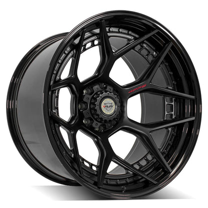 24x14 4PLAY 4PF6 Matte Black Center w/ Gloss Black Barrel Wheel 8x170 (-76mm)