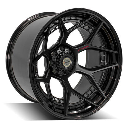 24x14 4PLAY 4PF6 Matte Black Center w/ Gloss Black Barrel Wheel 8x170 (-76mm)