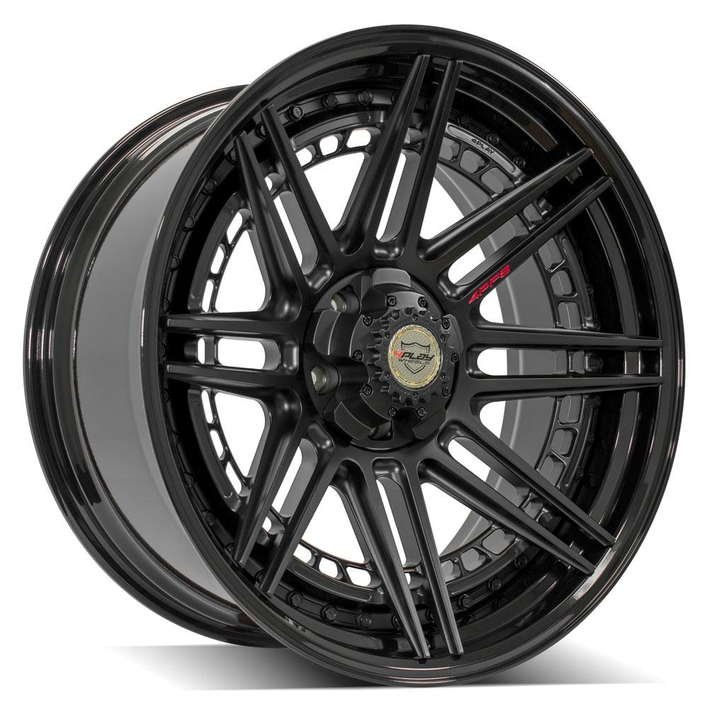 22x10 4PLAY 4PF8 Matte Black Center Gloss Black Barrel Wheel 5x5/5x5.5 (-18mm)
