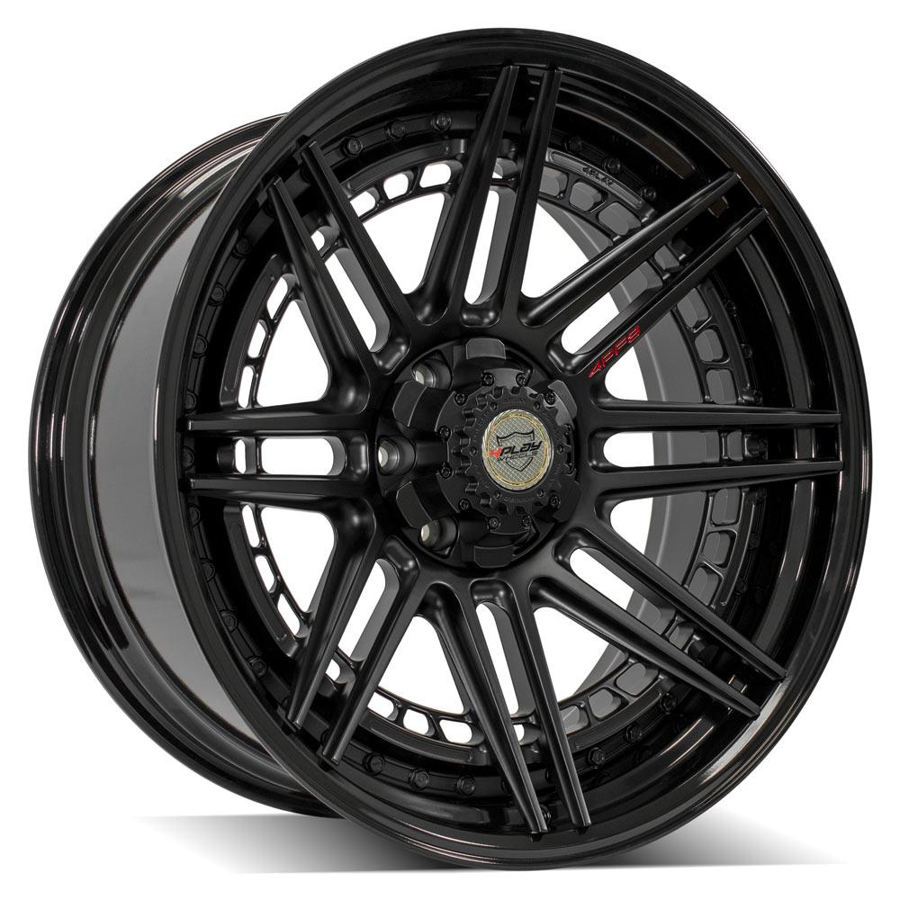 22x10 4PLAY 4PF8 Matte Black Center Gloss Black Barrel Wheel 6x135/6x5.5 (-18mm)