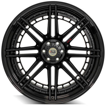 24x14 4PLAY 4PF8 Matte Black Center Gloss Black Barrel Wheel 6x135/6x5.5 (-76mm)