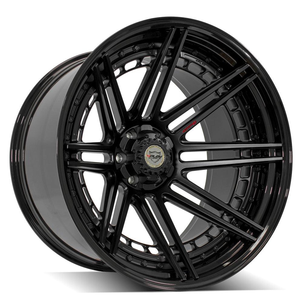 24x14 4PLAY 4PF8 Matte Black Center Gloss Black Barrel Wheel 6x135/6x5.5 (-76mm)