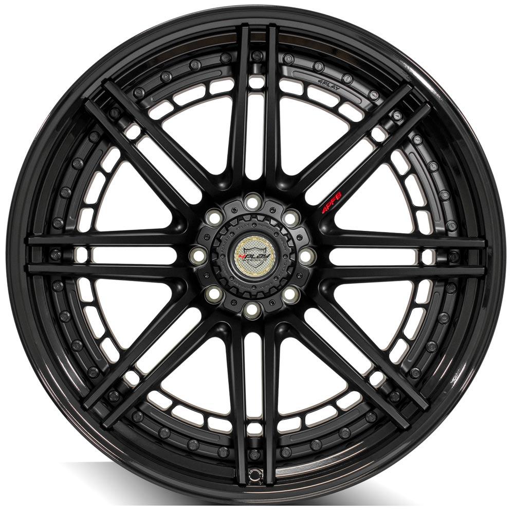 24x14 4PLAY 4PF8 Matte Black Center w/ Gloss Black Barrel Wheel 8x170 (-76mm)