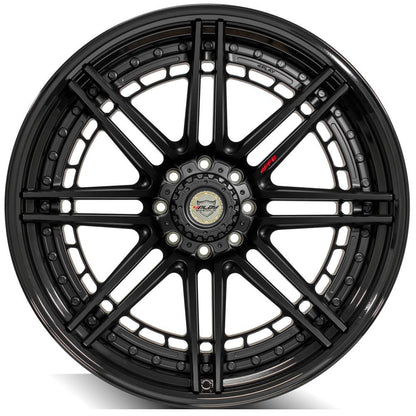 24x14 4PLAY 4PF8 Matte Black Center w/ Gloss Black Barrel Wheel 8x170 (-76mm)