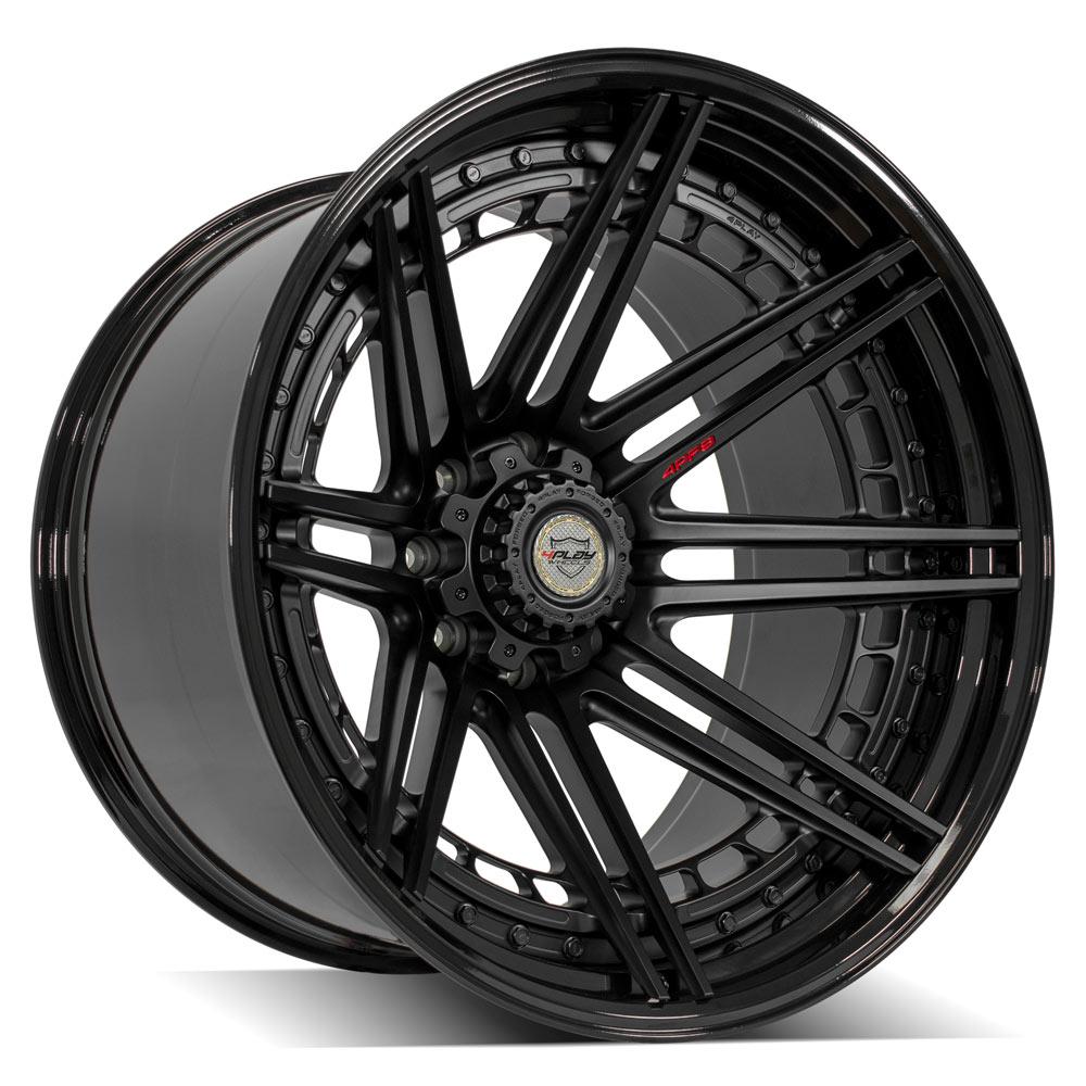 24x14 4PLAY 4PF8 Matte Black Center w/ Gloss Black Barrel Wheel 8x170 (-76mm)
