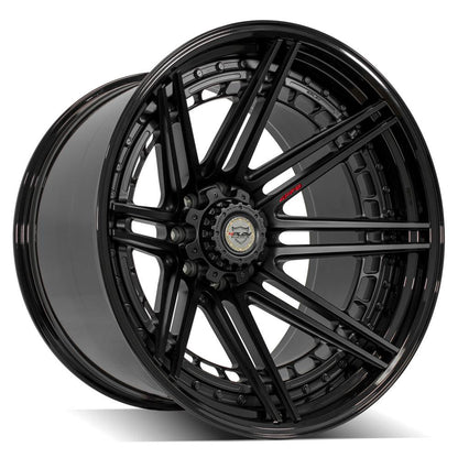 24x14 4PLAY 4PF8 Matte Black Center w/ Gloss Black Barrel Wheel 8x170 (-76mm)