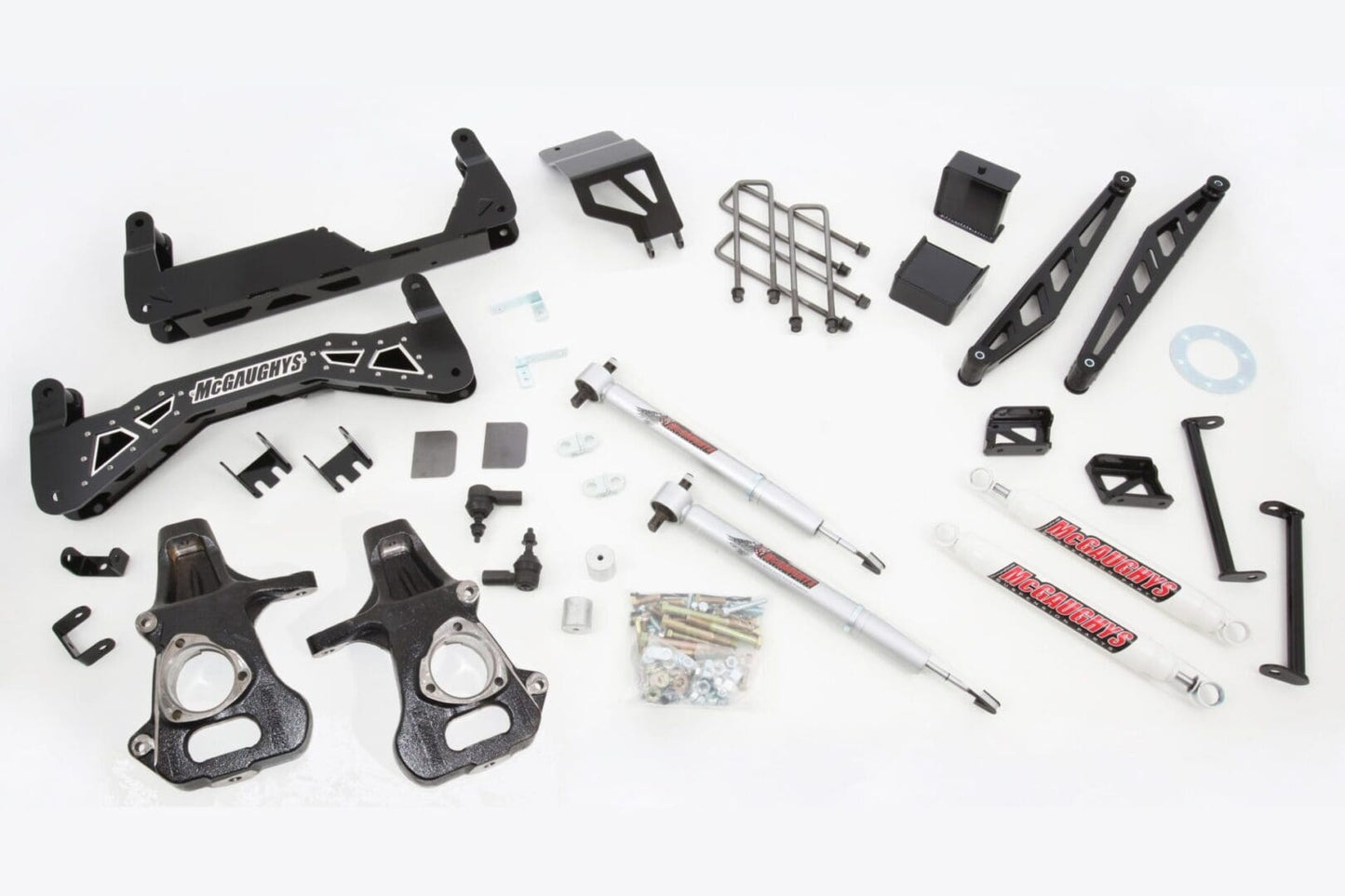 McGaughys 7-9 Inch Premium Lift Kit S/S Black 2014-2016 Silverado/Sierra 1500 with Cast Steel Control Arms 2WD