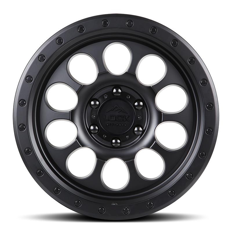 17x9 Lock Off-Road 50Cal Matte Black With Matte Black Ring Wheel 6x5.5 (-12mm)
