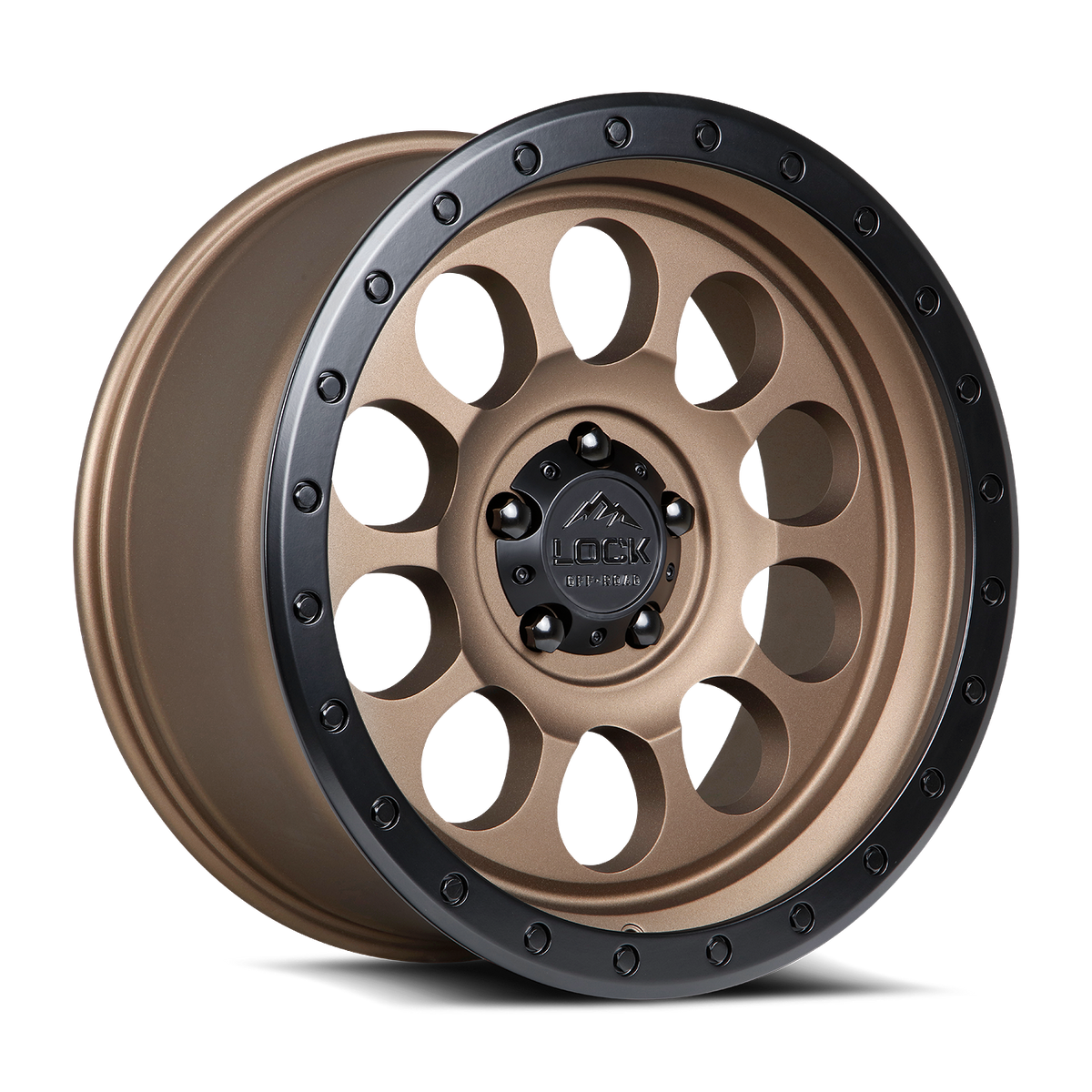 17x9 Lock 50Cal Matte Desert Bronze W/ Matte Black Ring Wheel 6x135 (-12mm)