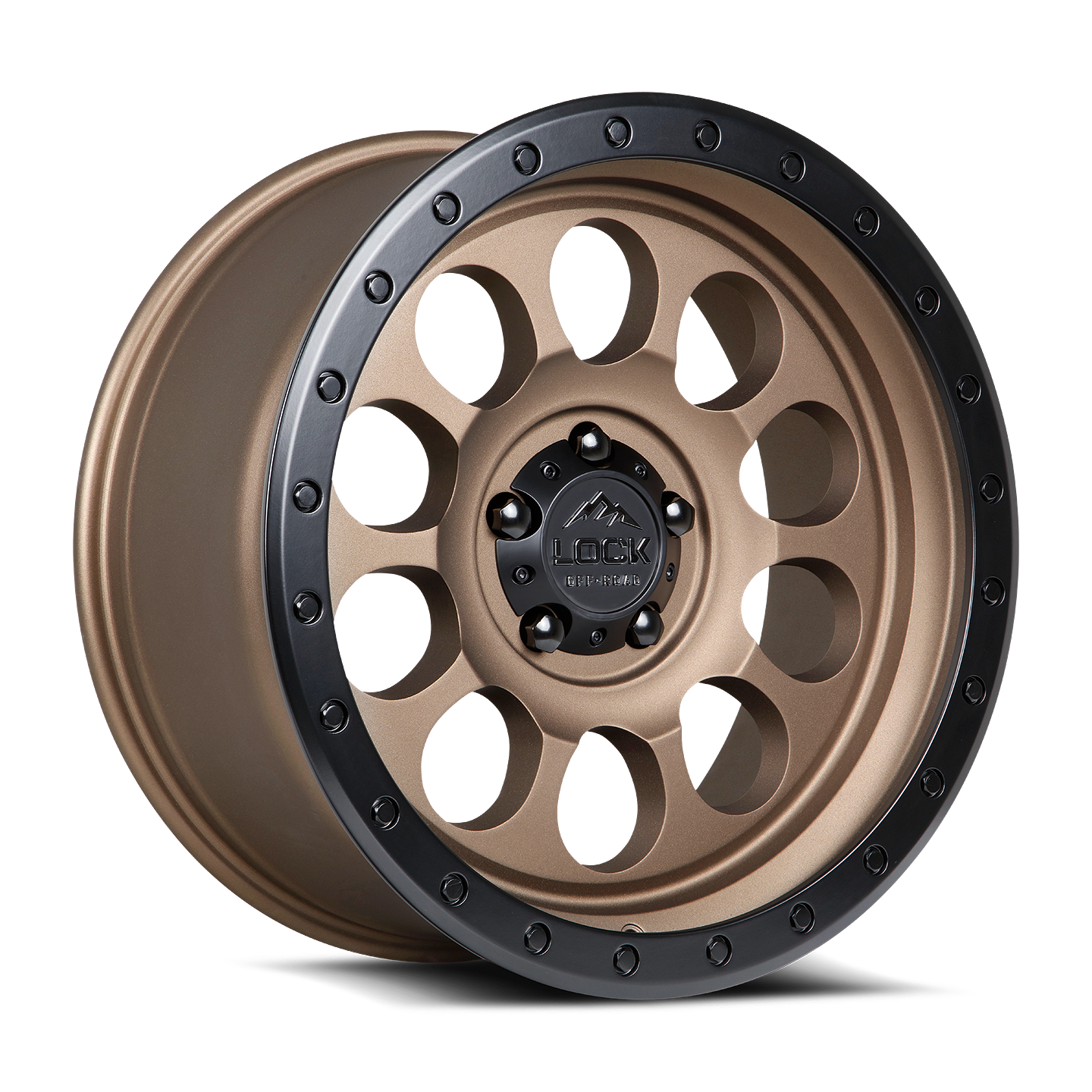 17x9 Lock 50Cal Matte Desert Bronze W/ Matte Black Ring Wheel 6x135 (-12mm)