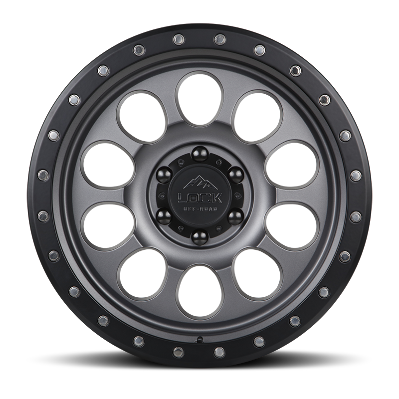 17x9 Lock Off-Road 50Cal Matte Grey With Matte Black Ring Wheel 6x135 (-12mm)