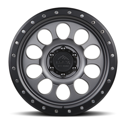 17x9 Lock Off-Road 50Cal Matte Grey With Matte Black Ring Wheel 6x135 (-12mm)