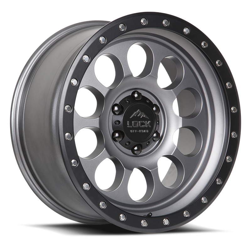 20x9 Lock Off-Road 50Cal Matte Grey With Matte Black Ring Wheel 6x5.5 (-12mm)