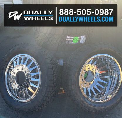 22x8.25 DDC Spoke Polished FORD/DODGE FORGED DUALLY Wheels 10x225 Set of 6