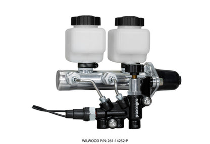 Wilwood Tandem Remote M/C Kit w L/H Bracket & Prop Valve - 1 1/8in Bore Ball Burnished