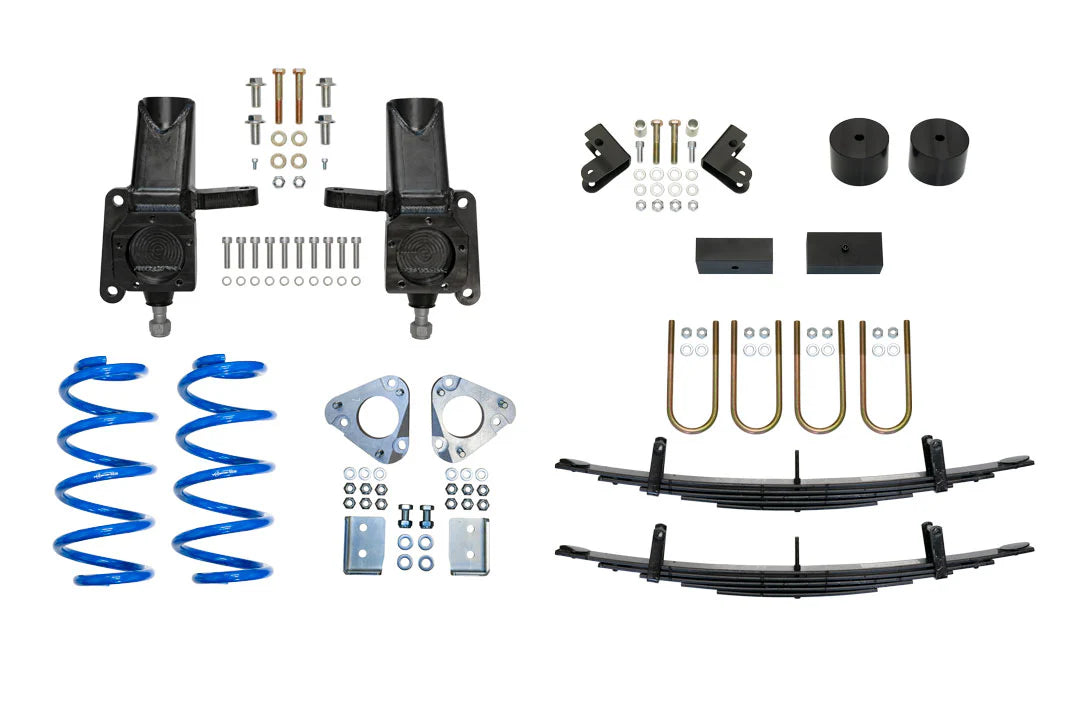 TOPO 4 INCH FRONT AND REAR LIFT KIT - FORD TRANSIT 15-17, LIFT SPINDLE AND BLUE COIL