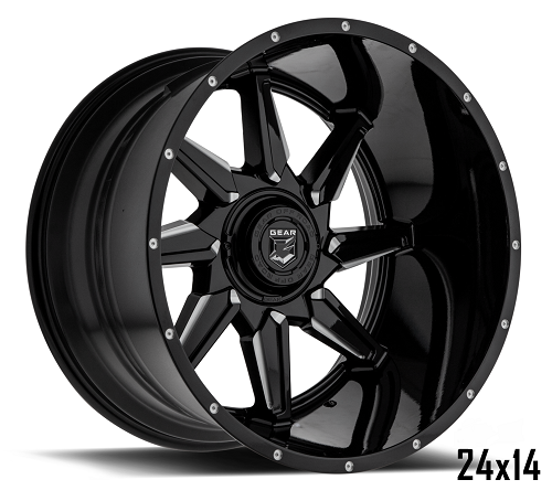 24x14 Gear Off Road 751BM Wrath Gloss Black Wheel 8x170 (-76mm)