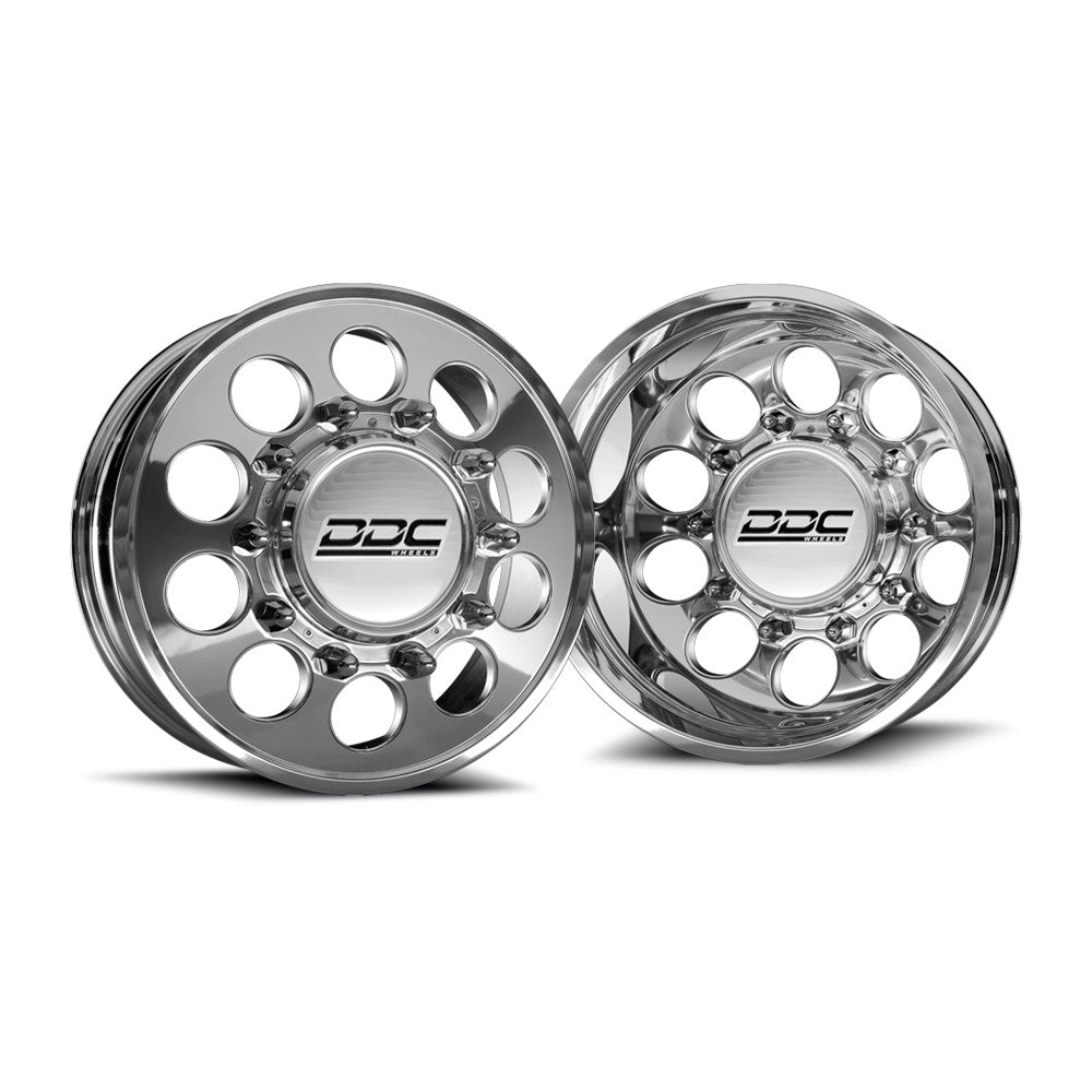 20x8.5 DDC The Hole Polished 05-UP FORD 19-UP DODGE DUALLY Wheels 8x200 Set of 6 (Lug Nuts Included) Fits up to 12.50 tire