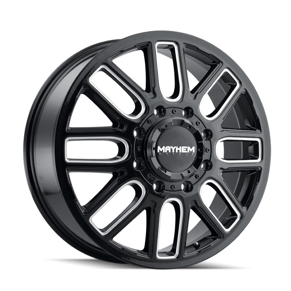 20x8.25 Mayhem Cogent DUALLY FRONT Black W/Milled Spokes Wheel 8x6.5 (115mm)