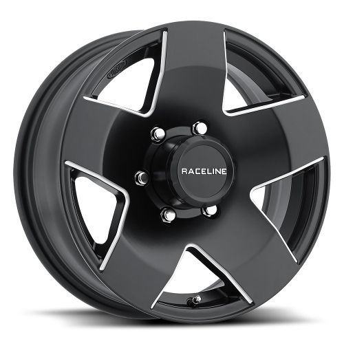 13x4.5 Raceline 855 Maxum Trailer Black Machined Wheel 5x4.5 (-.125mm)