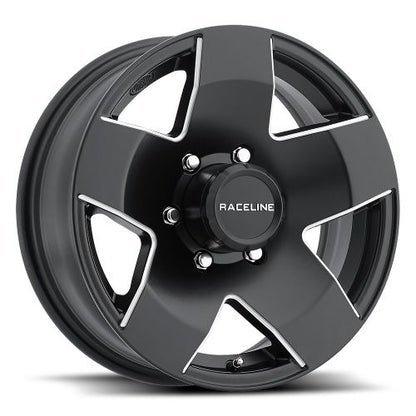 16x6 Raceline 855 Maxum Trailer Black W/Machined Wheel 8x6.5 (0mm)