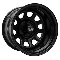15x12 Black Rock Steel Type D Window Matte Black Wheel 8x6.5 (-64mm)
