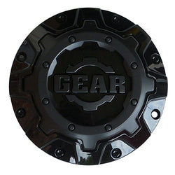 CAP-6C-B16 G/A NEW-STYLE GLOSS BLACK COVERED-LUG CAP WITH COGS FOR 5 AND 6 LUG (