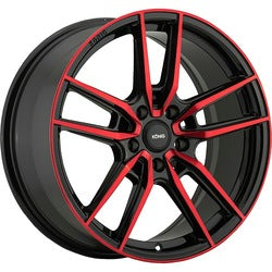 18x8 Konig 55BR Myth Gloss Black with Red Tinted Clear-Coat Wheel 5x4.5 (43mm)