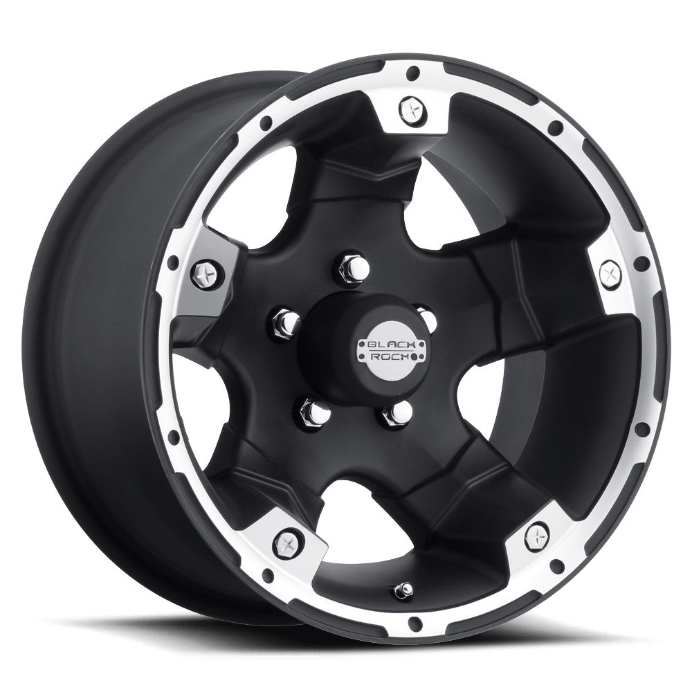 15x8 Black Rock 900B Viper Alloy Blk & Machined Wheel 5x4.75 (-19mm)