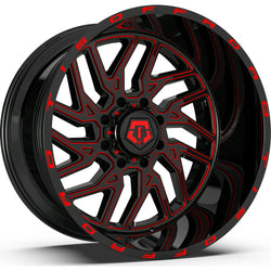 24x14 TIS 544BMR Gloss Black Red Milled Wheel 8x170 (-76mm)