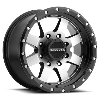 16x8 Raceline 935M Defender Black/Machined Wheel 6x5.5 ( 0mm)