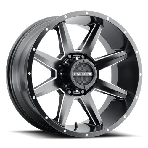 22x12 Raceline 954M Stryker Satin Black & Milled Wheel 8x6.5 (-44mm)