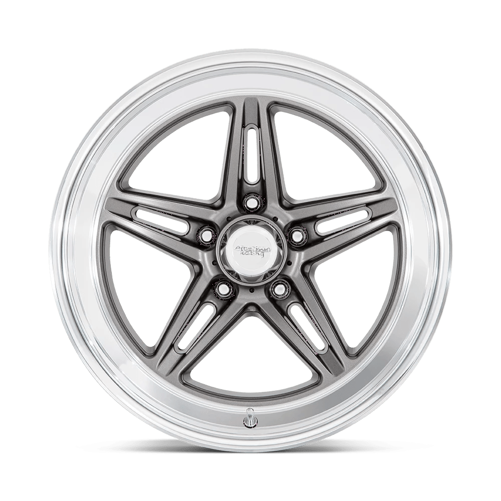18x8 American Racing VN514 Groove Anthracite Diamond Cut Lip Wheel 5x4.75 (0mm)