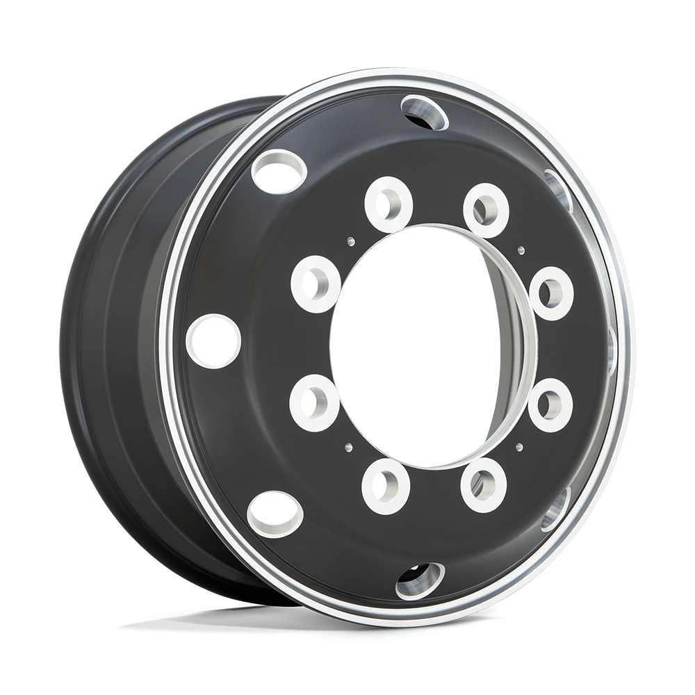 22.5x9 ATX AO404 JOURNEY Sat Blk W/ Pol Lip Fr&R-In Wheel 10x285 (176mm)