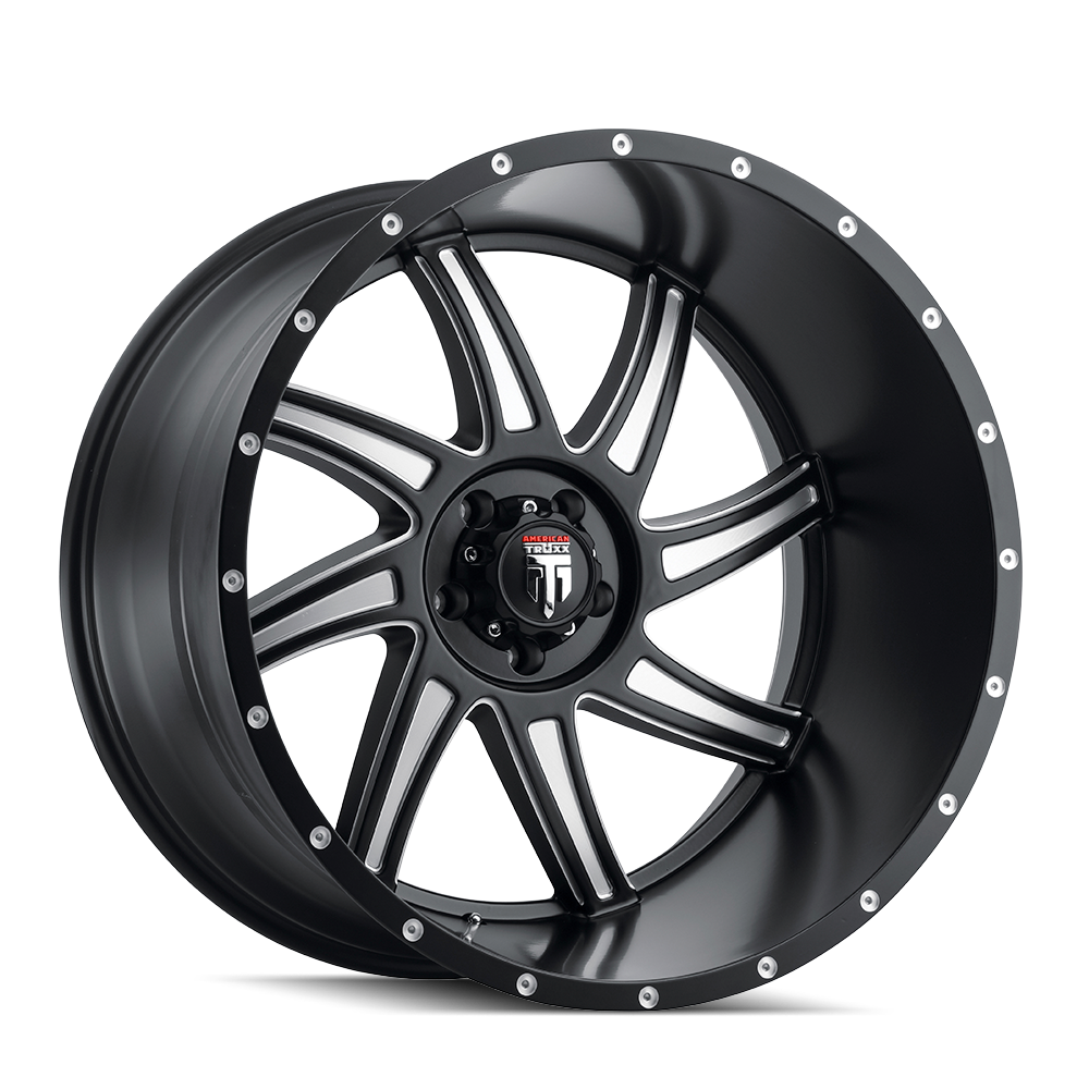 24x14 American Truxx Vortex Black/Milled Wheel 6x135 (-76mm)